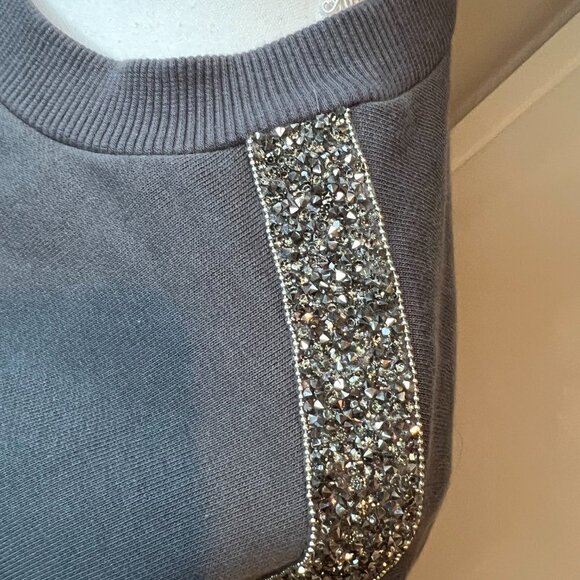 Zara Gray crewneck Embellished Sweatshirt, Size Small - Picture 8 of 11